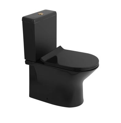 China Double-Stream Modern Design Washdown Bathroom Sanitaryware WC Matte Black Two-Piece Toilet for sale