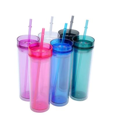 China Contemporary Various capacities 16oz 19oz 20oz 24oz double wall Insulated plastic acrylic water tumbler with lid and straw for snow globe for sale