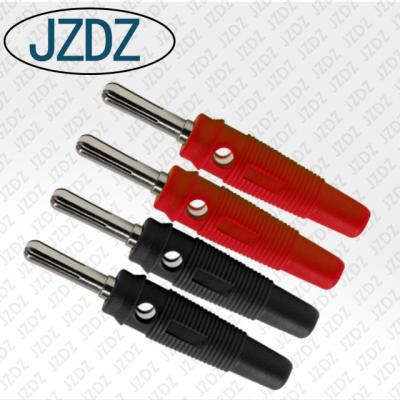 China Automotive JZDZ J.10021 High quality pure copper-nickel plating cross type banana plug without welding insert PVC sheath for sale