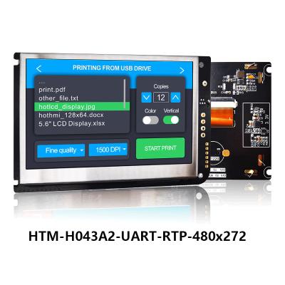 China 4,3 exposição Resistive de TFT LCD 480x272 do tela táctil de UART da polegada COM PLACA de CONTROLADOR do LCD à venda