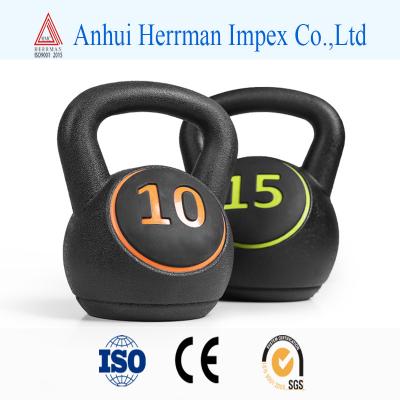 China Weight Lifting Training Dumbbell Cement Plastic Kettlebell Set Cast Iron for sale