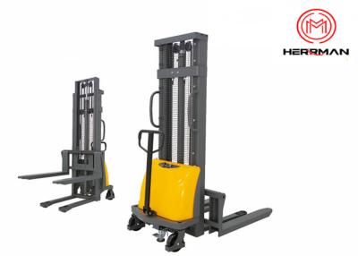 China 1500kg 1.5 ton Capacity Economical Walkie Semi Electric Stacker With Adjustable Forks for sale