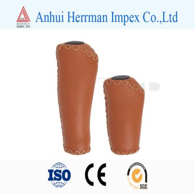 China Anti Skid 22.2mm Brown Leather Bike Handlebar Grips for sale