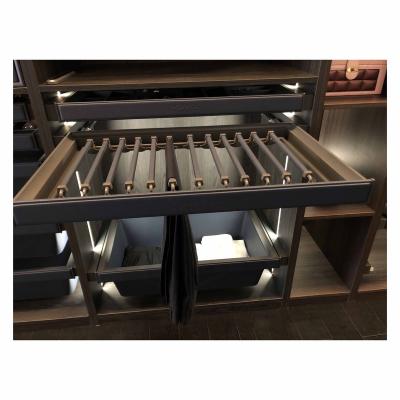 China Wardrobe U shape Pants hanging rack wardrobe storage tray top end home use house storage cloakroom U shape Walnuts Pants hanging rack for sale