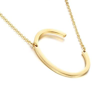 China Other Silver Initial Necklace 18k Gold Plated Big Large Letters Script Name Monogram Necklaces For Women for sale