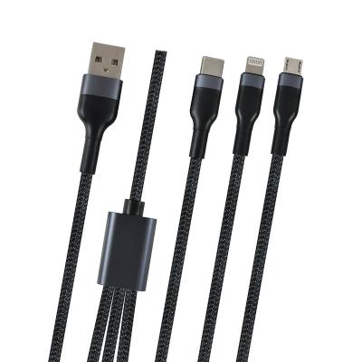 China Wholesale Mobile Phone Nylon Braided 3 IN 1 USB Charging Cable IOS Type C Micro USB 5pin All In One Charger Cable Mobile Phone Data Cable for sale