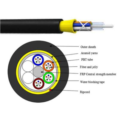 China 6F-144F SM ADSS Aerial Fiber Optic Cable Outdoor 100M 120M 150M PE Single Sheath for sale
