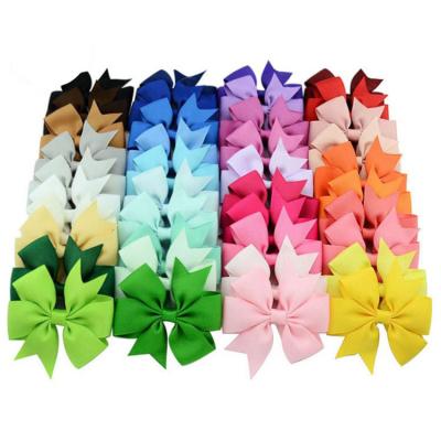 China Hot selling European and American style 40colors ribbon hair bows alligator hair clips hair accessories for babies kids hairbow for sale