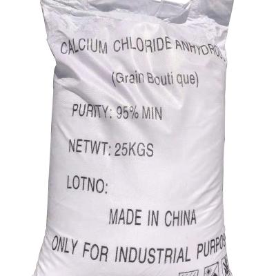China CaCL2 Calcium Chloride 95% anhydrous prills 27 MT/ 20GP 25 KG / BAG for sale