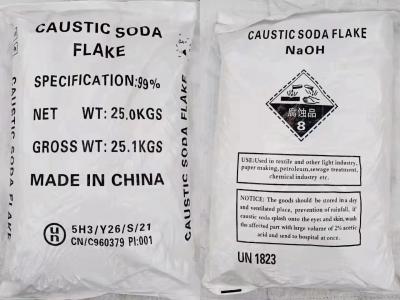 China Flocos de Soda Cáustica Hidróxido de Sódio NaOH 99% 25KG/SACO Para produção de sabão à venda