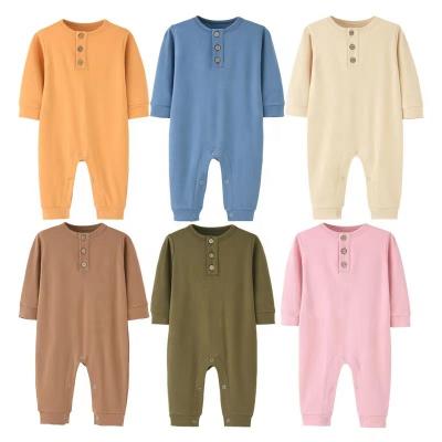 China Cozy Cotton Toddler Rompers Autumn Long Sleeves Baby Rompers Spring Casual Baby Clothes Snap Button Unisex Newborn Overalls for sale