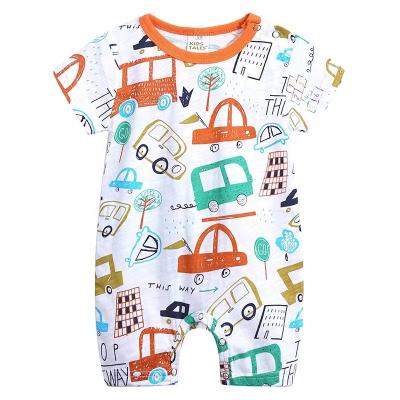 China Cozy Baby Clothes Unisex Bamboo Rompers Summer Cotton Short Sleeves Cartoon Printed Lovely Infant Clothes Baby Jumpsuit for sale