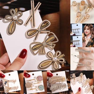 China Fashion and Simplicity Women Beads Rhinestone Rhinestone Hair Grip Pin Gold Metal Designer Girls Acrylic Luxury Hair Clips Accessories for sale