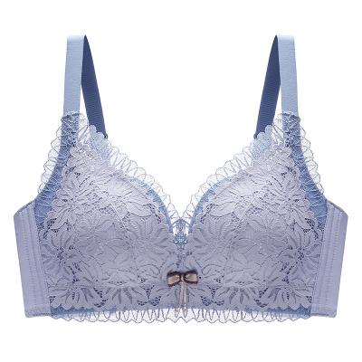 China High quality thin lace thick cup gathered bra top adjustment latex underwear for sale
