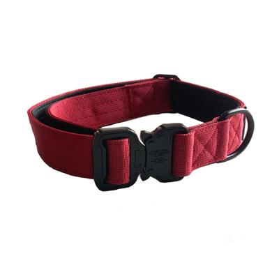 China Metal Buckle Heavy Duty Adjustable Padded Nylon Neoprene Padded Dog Collar for sale