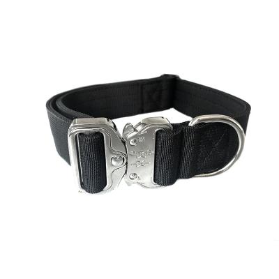 China Neoprene Combat Padded Adjustable Dog Collar With Heavy Duty Silver Metal Buckle for sale