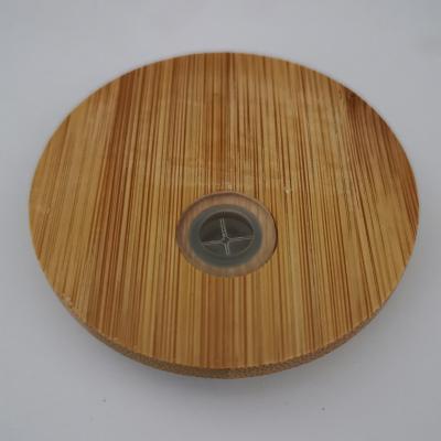China Non Puddle Bamboo Mason Jar Lid with Straw Hole, Bamboo Straw Lid (Regular Mouth) for sale