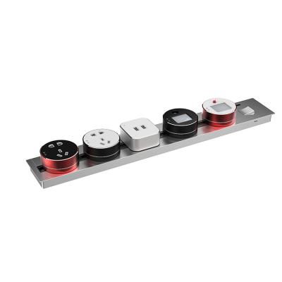 China Commercial Industrial Hospital Residential / General-Purpose 3 phase 4 wire movable wall mounted power track socket table rail electrical power track socket for sale