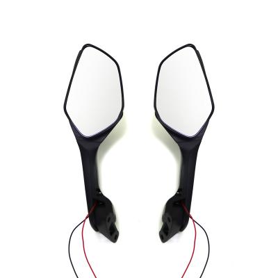 China Metal + Plastic + Glass Motorcycle LED Rear View Mirror With Yellow Light Universal for sale