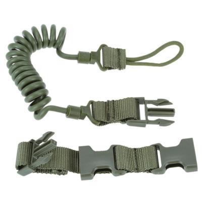 China Wholesale Hands Free Durable Army Green Safety Spring Tool Retractable Gun Lanyard for sale