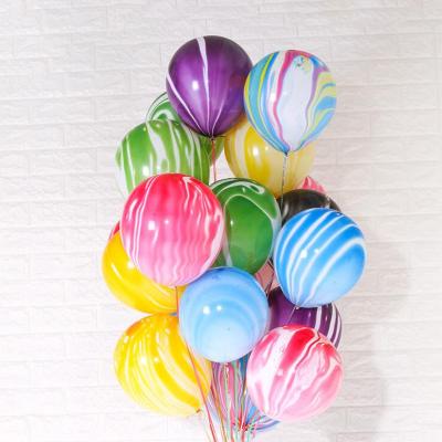 China Party decoration Wholesale balloon 12 Inch Round Rainbow Color Latex Marble Balloon For Birthday Party Celebrations for sale