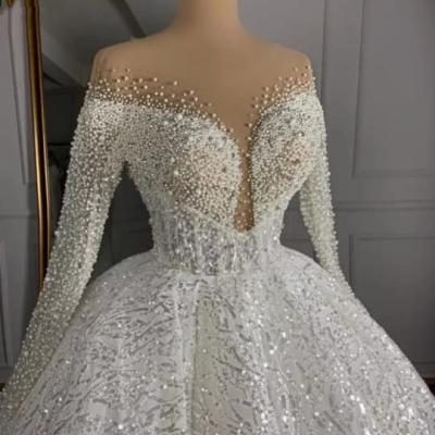 China YJ2073W anti-static drop shipping new large lace princess luxury tow three-dimensional applique tied wedding dress wedding dress for sale