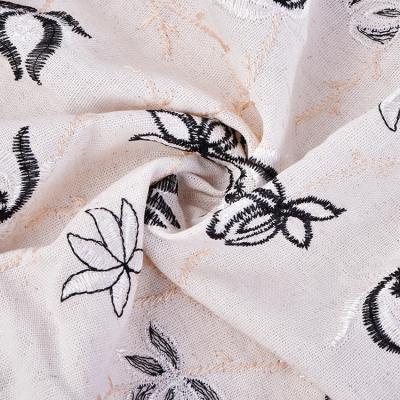 China Luxury Floral Design Breathable Custom Polyester Embroidery Canvas Fabric For Women Dressing for sale