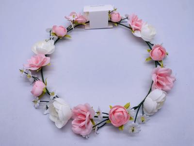 China Elastic Durable Floral Crown Headband , Portable Flower Headband Festival for sale