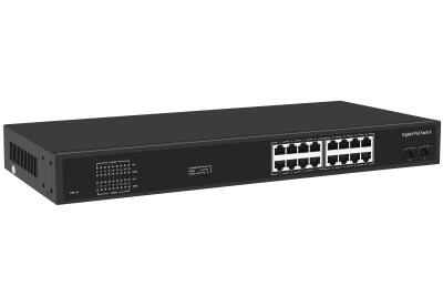 Chine 16 ports Commutateur Ethernet Gigabit Commutateur Poe Af/at Commutateur AC 100-240V Entrée de puissance à vendre
