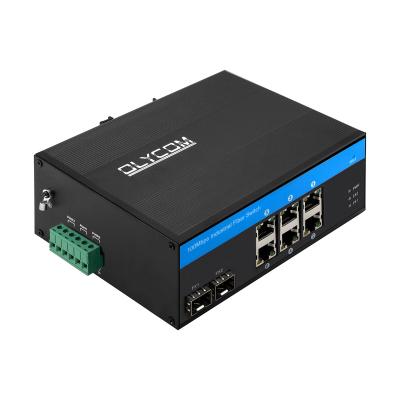 China 8 Port Fast Ethernet Industrial Network Switch não gerenciado SFP Fibra Din Rail montado CE à venda