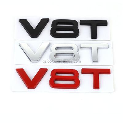 China Eco-friendly Car Sticker 3D V8T Logo Metal Emblem Black Red Silver Badge Decals Refinishing Stickers Universal for sale