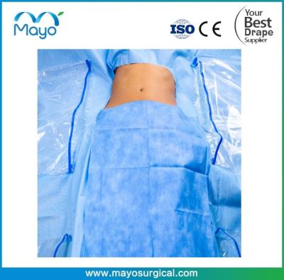 China Gepersonaliseerde AAMI Level 4 SMMS chirurgische levertransplantatie drape met verzamelzak Te koop