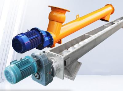 China Orange Auger Screw Conveyor Powder Conveying Equipment With Hopper for sale