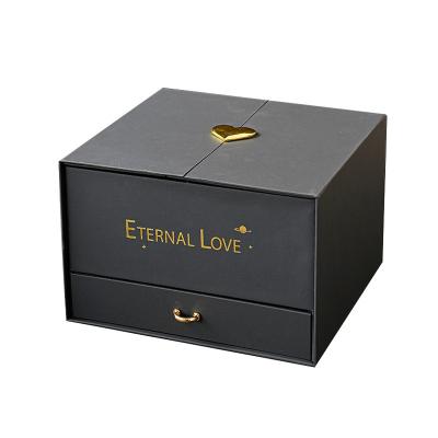 China Luxury Handmade Cardboard Paper Flowers Packaging Box Gift Packaging Flower Boxes For Rose Flower With Drawer for sale