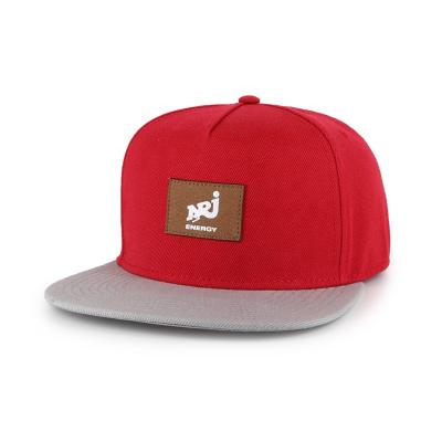 China JOINT High Quality Manufacturers Flat Brim Custom Logo Snapback Hat 5 Panel Hats With Leather Patch Logo for sale
