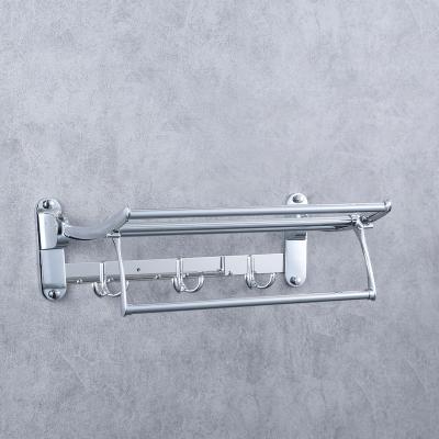 China Modern Foldable Towel Rack For Bathroom Wall Mounted, With Towel Hooks And Adjustable Towel Rack Towel Holder Stainless Chrome for sale