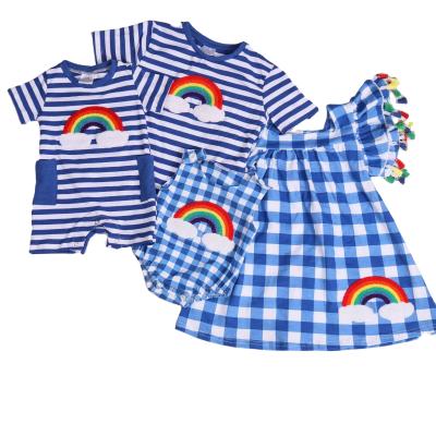 China 2021 Spandex/Cotton New Arrival Babies Summer Rainbow Woven Cotton Sisters Dress for sale
