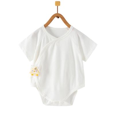 China Casual New Summer baby plain romper 5-pack short-sleeve bodysuits custom print logo new born jumpsuit knitted clothes magnetic onesie for sale