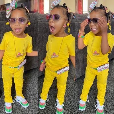 China Little Girl Summer Casual Kids Suit Clothing Pile Dyeing Short Sleeve Kids Suit Girls Clothing Sets Toddler Jogging Pants for sale