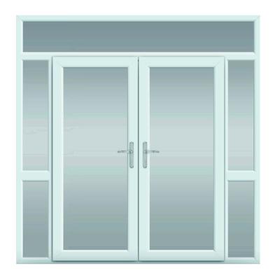 China Front Aluminum Frame Spring Door Modern Commercial Double Swing Store Building Topwindow Door Prices Sunburst Glass Entry Door for sale