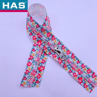 China HAS #5 Modieuze ritsjes met bloemenpatroon met metalen glijbanen voor kleding Te koop