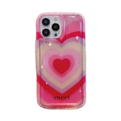 China Shockproof New Arrival Wholesale Phone Case Cute Fashion Transparent Sweet Cool ins Wind Big Love Heart with Wave Patterns Design Soft Ph for sale