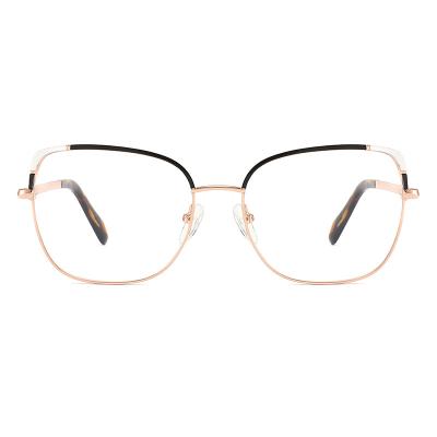 China New Product Launch Metal Optical Frames Fashionable Double Bridge Metal Glasses for sale