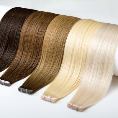 China Natural & Healthy & Smooth Superior Hair Factory Wholesale russian 100% virgin human hair tape-in extensions ready to ship for sale