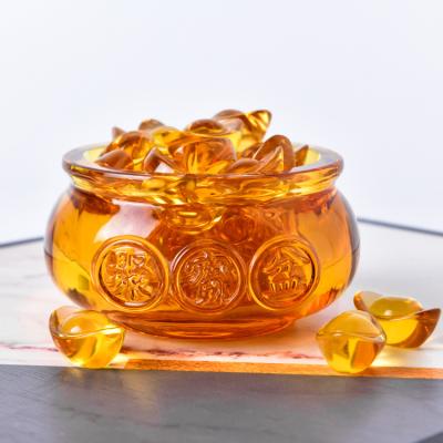 China Europe Factory Price Light Yellow Crafts Eco - Friendly Glass Decor 18*14.5cm Crystal Cornucopia for sale