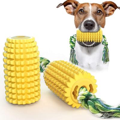 China New Dog Toy Amazon Hit Release Flavored Toy Dog Chew Toys Aggressive Puppy Rubber Toothbrush Pet Corn Clean Teeth for sale