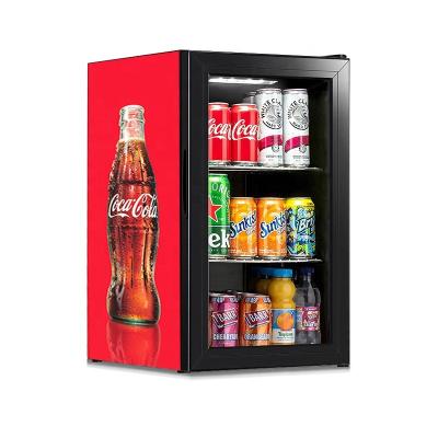 China Single-Temperature 70L glass door bottle cooler black beverage refrigerator fridge car display showcase countertop small beverage cooler for sale