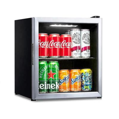 China Single-Temperature 52L glass door bottle cooler black beverage refrigerator countertop fridge car display showcase small cooler for sale