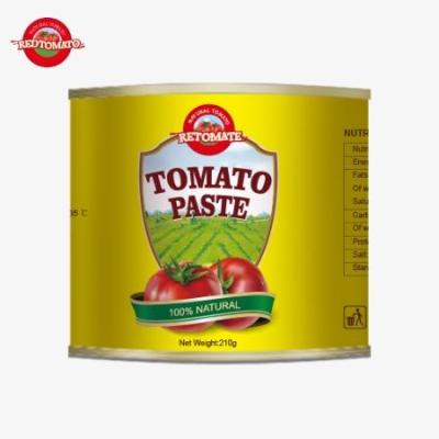 China De 210 gram tomatenpasta die we aanbieden voldoet aan de ISO HACCP en BRC voedselnormen van de FDA. Te koop