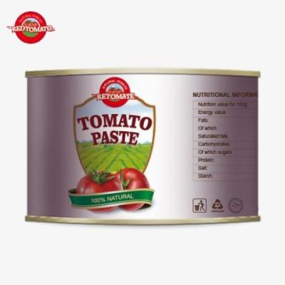 China Hoogwaardig 2200 g ingeblikt tomatenproduct Halal-gecertificeerd voor Afrikaanse moslimkeuken met 28-30% geconcentreerde tomaten Te koop